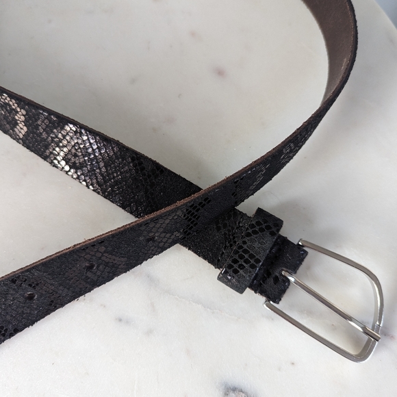 Amsterdam Heritage Luxe Belt Carli Black Itailian Leather Snake Print Belt main image 14